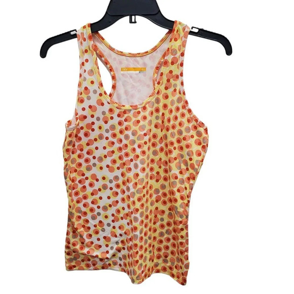 Lucy Activewear LucyTech Orange Yellow Retro Polka Dot Yoga Tank USA Made Size S - Picture 1 of 3